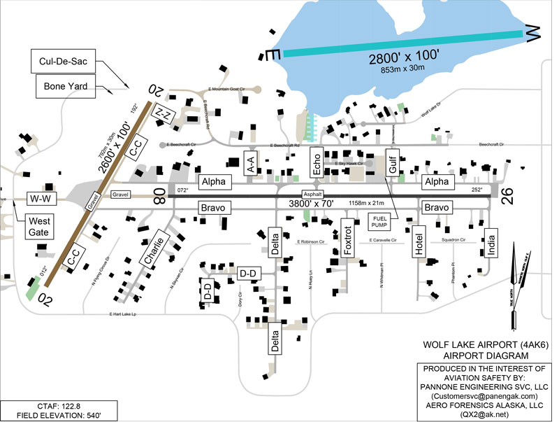Runway Designation Map - Wolf Lake Airport - Wasilla, AK